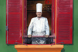 Une peinture qui représente le grands restaurateur Lyonnais, Paul Bocuse.